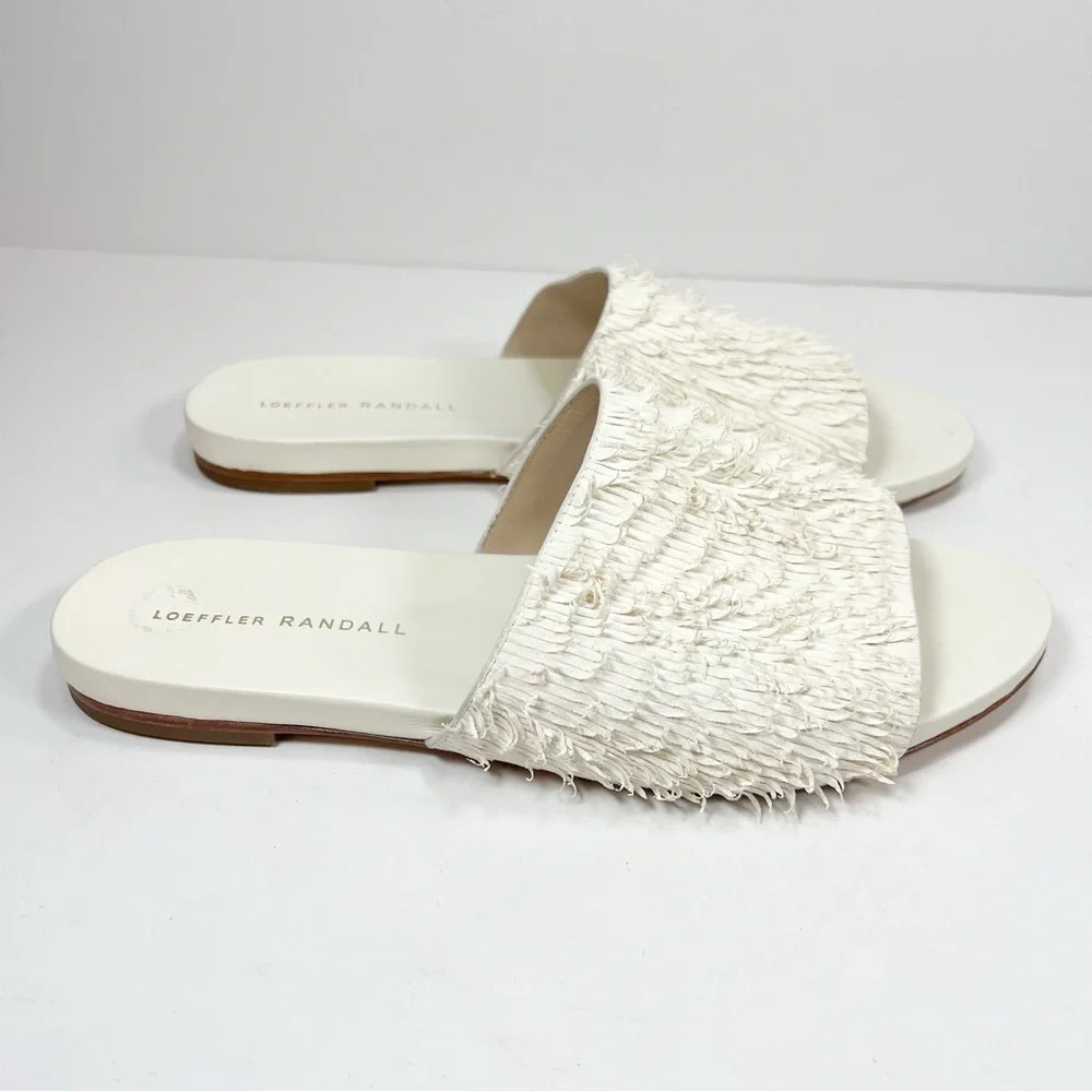 Loeffler Randall Ava Ivory Fringe Slide Sandals size 9.5 - Picture 7 of 14